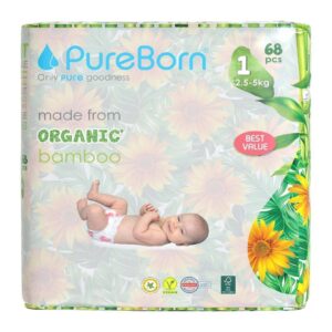Pure born Diaper Size 1 (1-3)Kg 68pcs
