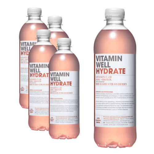 Vitamin Well Hydrate Rhubarb And Strawberry Drink 4x500ml