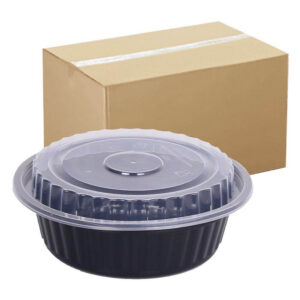 Black Base Containers Round With Lid