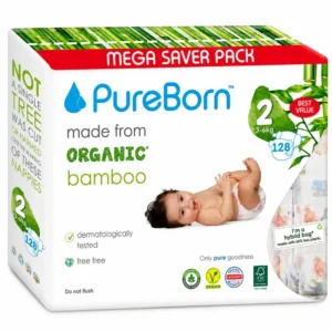 Pureborn Eco Organic Bamboo Nappies Size 2