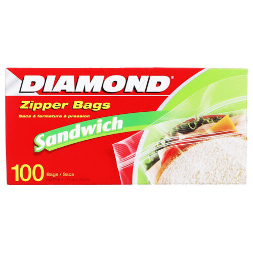 Diamond Sandwich Zipper Bags Clear Large 100 bags