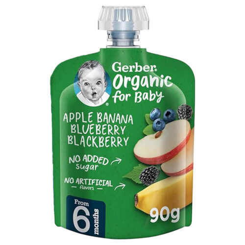Gerber Organic Apple Banana Blueberry Blackberry Baby Food from 6 Months 90g