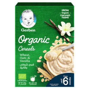 Gerber Organic Cereals Baby Food Wheat Oats Vanilla from 6 Months 200g
