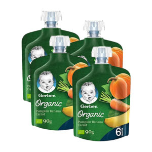 Gerber Organic Pumpkin, Banana Carrot Baby Food from 6 Months 4x90g