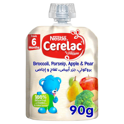 Nestle Cerelac Fruits Vegetable Puree Pouch Broccoli, Parsnip, Apple, Pear from 6 Months 90g