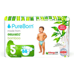 Pureborn Eco Organic Bamboo Nappies Size 5 88pcs