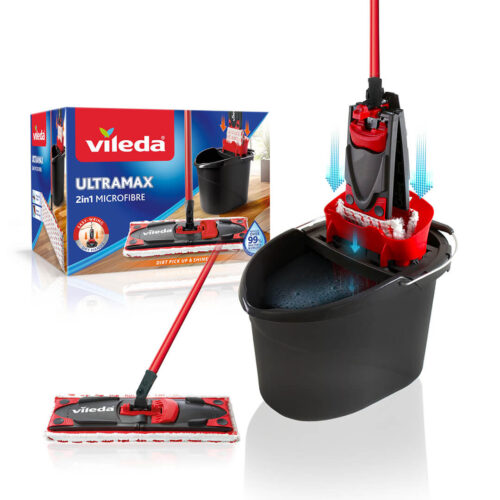 Vileda Ultramax High Quality Mop Bucket With Squeezer Red 30cm
