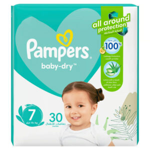 Pampers Baby-Dry Taped Diapers with Aloe Vera Lotion up to 100% Leakage Protection Size 7(15kg)