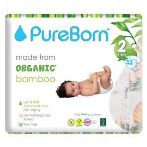 Pureborn Organic Bamboo Diaper Pants Size 2 (3-6kg) 32pcs