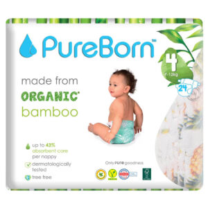 Pureborn Organic Bamboo Diaper Size 4(7-12kg) 24pcs