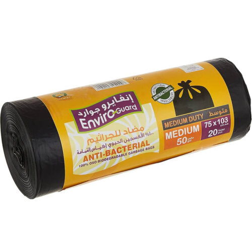 Enviro Guard 50 Gallon Anti Bacterial Black 20 Garbage Bags