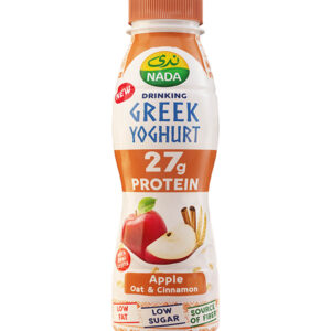 شراب زبادي يوناني بروتين التفاح والشوفان والقرفة ندى