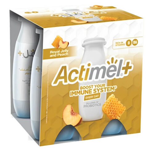 Actimel Probiotic Dairy Drink Royal Jelly and Peach 4x93ml