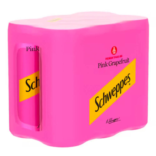 Schweppes Pink Grapefruit Carbonated Low-Calorie Drink 6x250ml