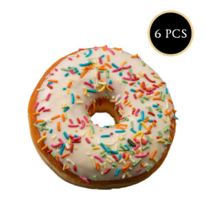 Donut Medium Vanilla Glazed with Rainbow Vermicelli 6 pcs