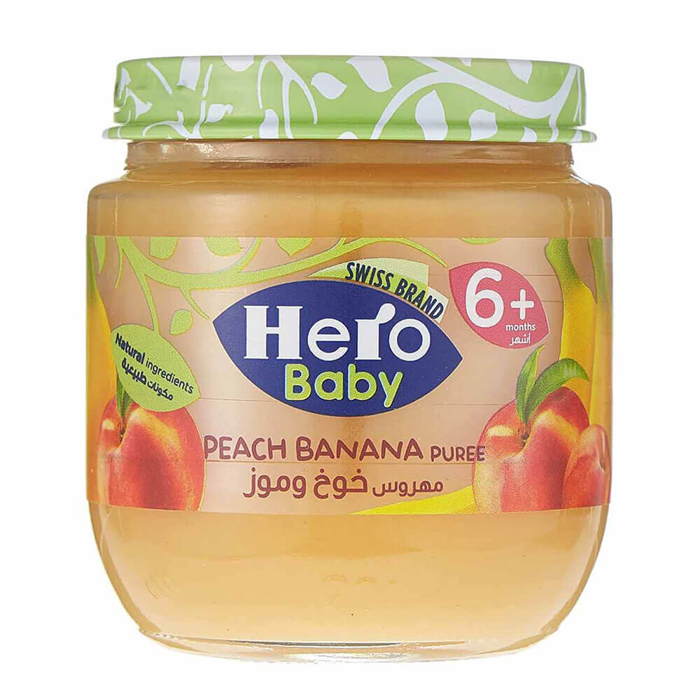 هيرو مهروس الخوخ والموز للاطفال (6 أشهر فما فوق ، 125 جم)